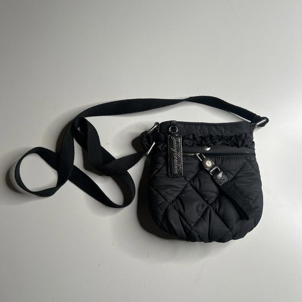 Juicy Couture Quilted Mini Crossbody Bag Black Y2K Shoulder Purse
